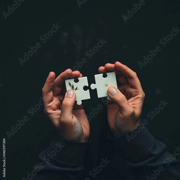 Fototapeta Connecting the Disparate A Conceptual Image of Two Puzzle Pieces