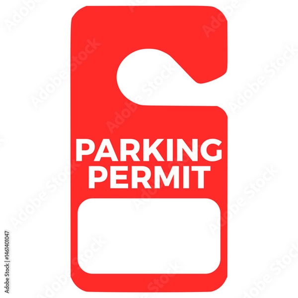 Obraz parking permit tag pass flat color vector illustration template design
