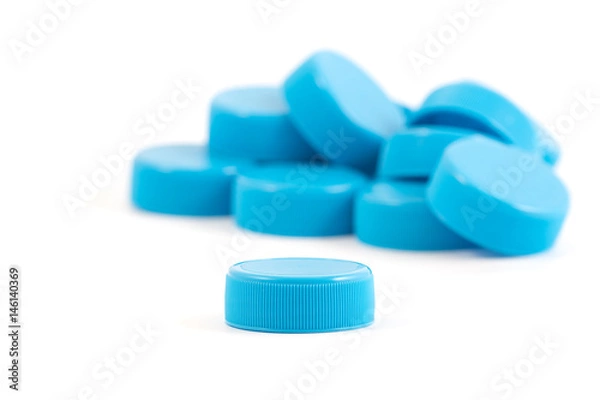 Fototapeta Plastic bottle cups isolated on white background