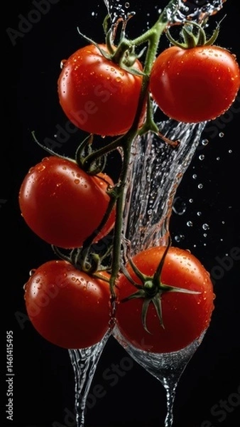 Fototapeta Fresh tomatoes splashing in water