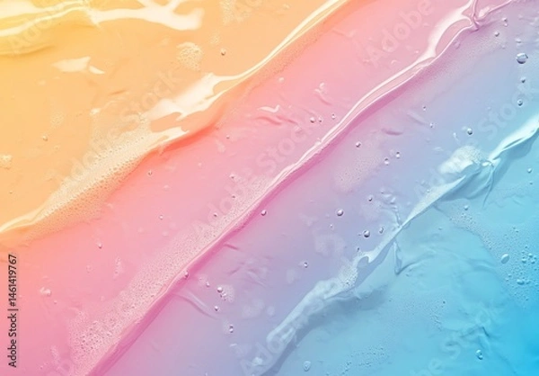 Fototapeta Vibrant abstract oil slick featuring iridescent colors and a bubble macro, with artistic swirls and a rainbow spectrum in close-up