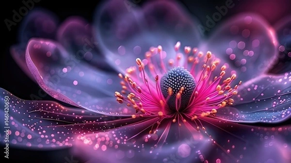 Fototapeta Close-up view of a vibrant, digital flower.