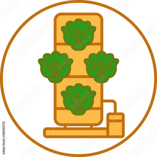 Fototapeta Hydroponic tower icon with green leafy vegetables