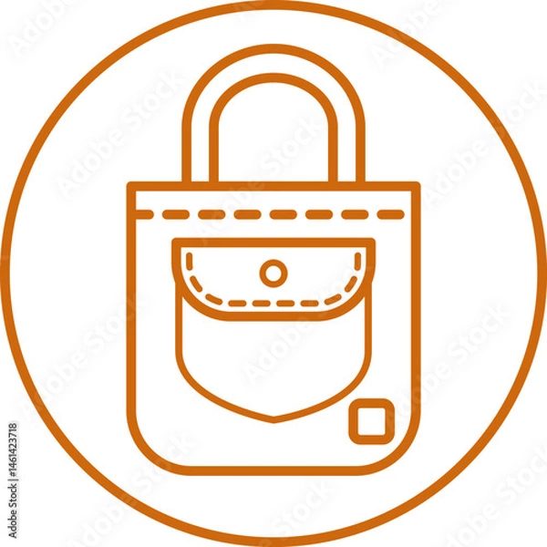 Fototapeta Reusable shopping bag outline icon in brown