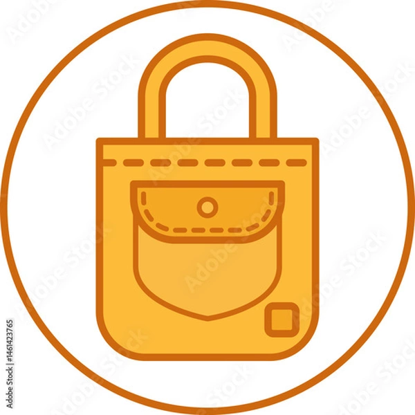 Fototapeta Reusable shopping bag icon in yellow color