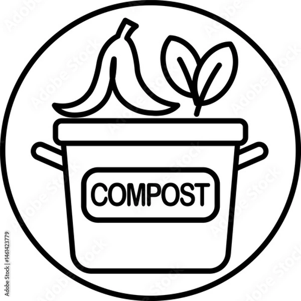 Fototapeta a compost bin with banana peel and leaves