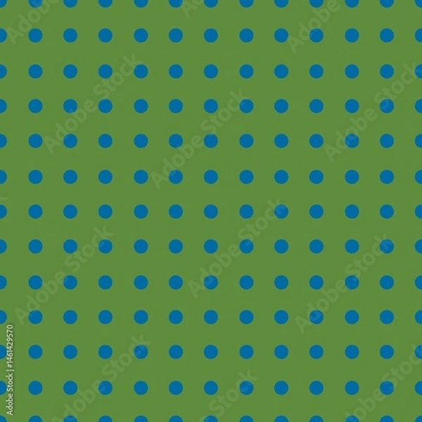 Fototapeta An abstract seamless pattern with big blue dots on a green background