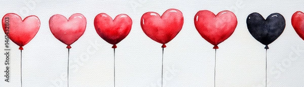 Fototapeta Colorful heart shaped balloons create whimsical and romantic atmosphere, perfect for celebrations and special occasions