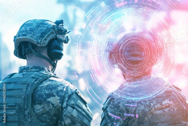 Fototapeta Cyber warfare strategies assessed by military personnel in modern defense context