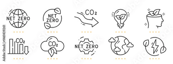 Fototapeta Net zero related line icons. Editable stroke