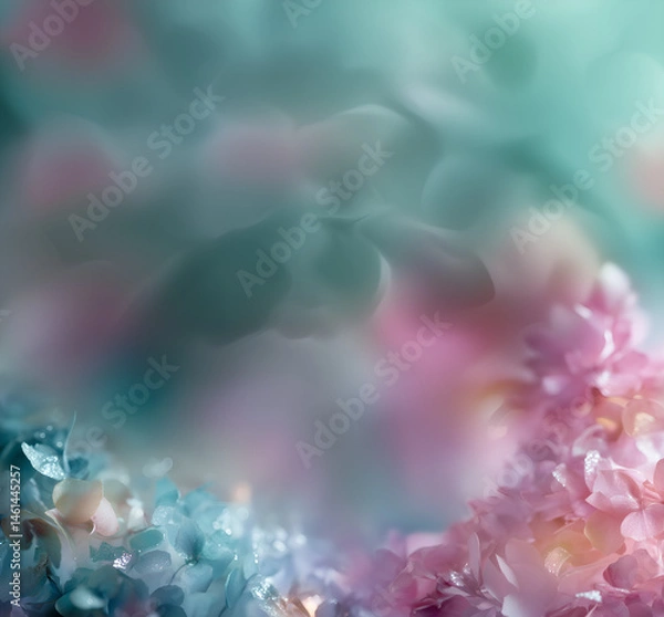 Fototapeta pink & blue man & woman energy on shiny, glimmering floral wedding pattern; vibrant, sparkling design; contemporary background for elegant, luxurious events