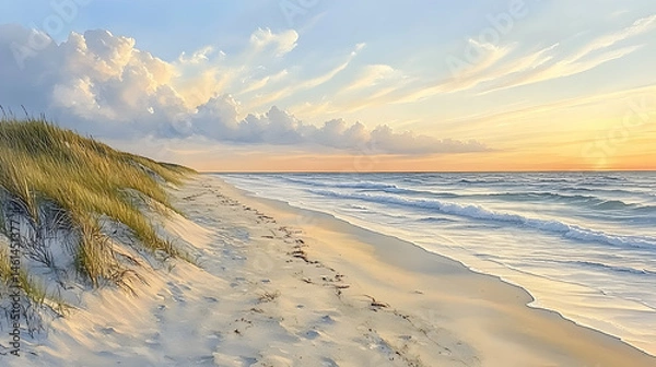 Obraz Tranquil beach at sunset