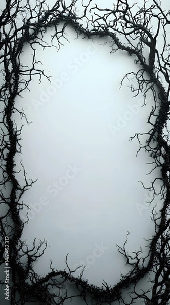 Obraz Dark, intricate branches frame a light, empty space