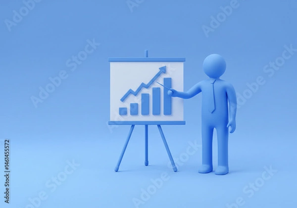 Obraz Presenting Increasing Chart on Easel with Pointer