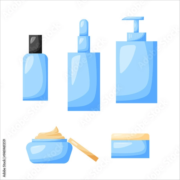 Fototapeta Skincare products organic cosmetics, beauty products for beauty, spa, wellness, natural products, cosmetics, body care. Vector illustration for poster, banner, advertising, flyer.