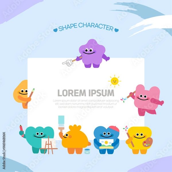 Obraz 색감과 상상력이 가득한 미술 수업을 즐기는 도형 캐릭터들