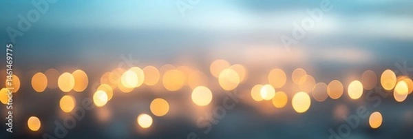 Fototapeta Abstract Soft Muted Yellow Lights On Turquoise Bokeh Background Holiday Design And Decoration