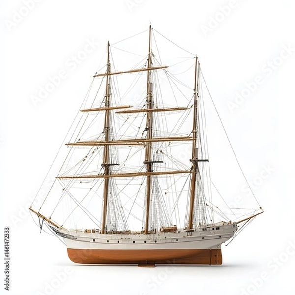 Fototapeta Sailing Ship Model with White Background. (5)