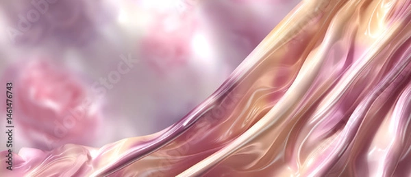 Fototapeta astonishing, eye-catching pink & orange silky, soft, many-colors wallpaper with liquid drape falling down with elegance