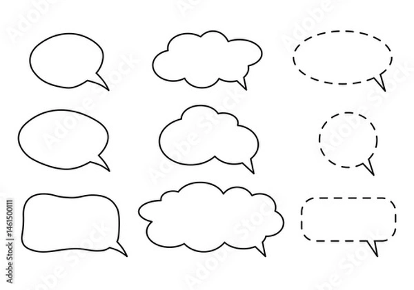 Fototapeta  Speech bubbles set.Template comics conversation talking. Clip art cartoon element isolated editable. Vector illustration