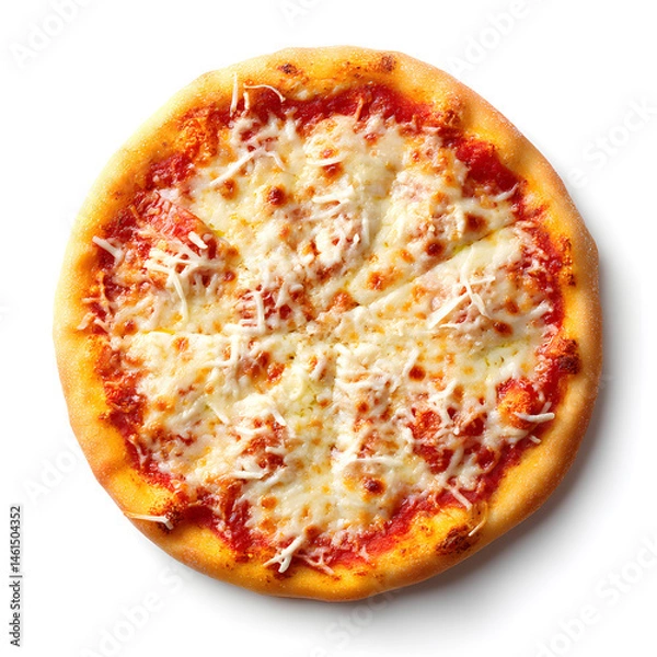 Fototapeta Product photo of pizza margherita top view, white background