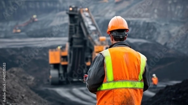 Obraz Coal Mine Worker with Excavator