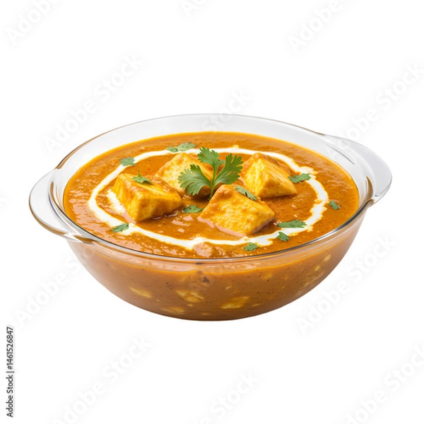Fototapeta Delicious Paneer Butter Masala Recipe Authentic Indian Cuisine isolated on Transparent Background