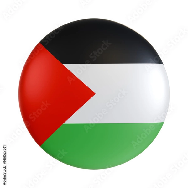 Obraz Palestine flag 3d circle icon.