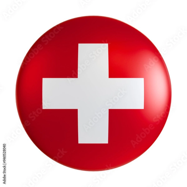 Fototapeta Switzerland flag 3d circle icon.
