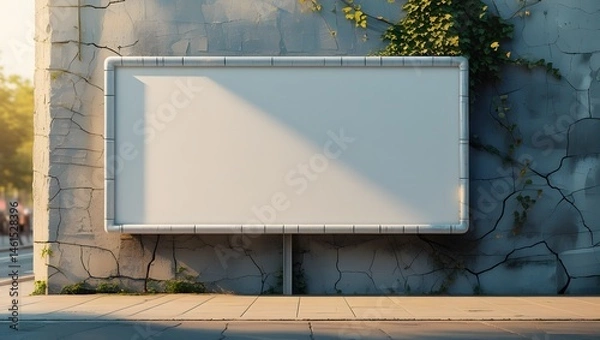 Fototapeta A large white billboard sits on a city sidewalk