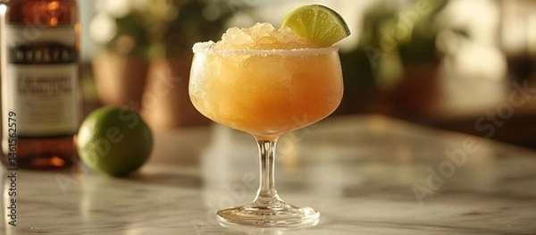 Fototapeta Refreshing Frozen Margarita Cocktail Recipe