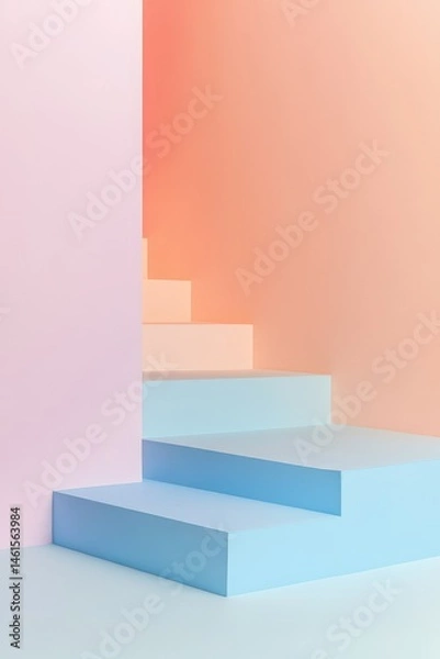 Fototapeta Colorful Staircase with Geometric Shapes and Pastel Colors