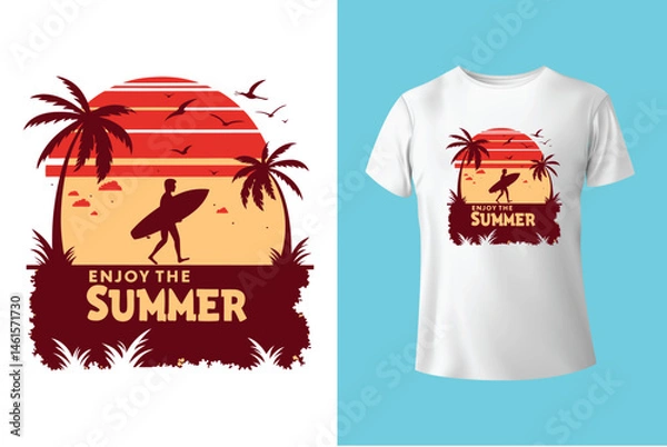 Fototapeta Enjoy summer time summer typography t-shirt design and vector template.