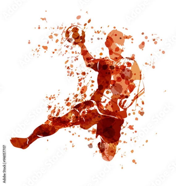 Obraz Akwarela szkic wektor piłkarz ręczny