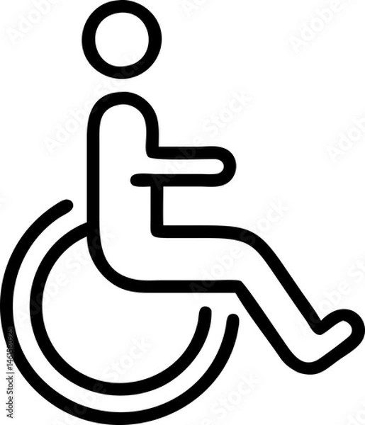 Fototapeta Disabled sign icon in black outline. Accessibility, inclusion, medical symbol