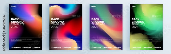 Fototapeta Modern abstract covers set, minimal covers design. Colorful geometric background, vector illustration.