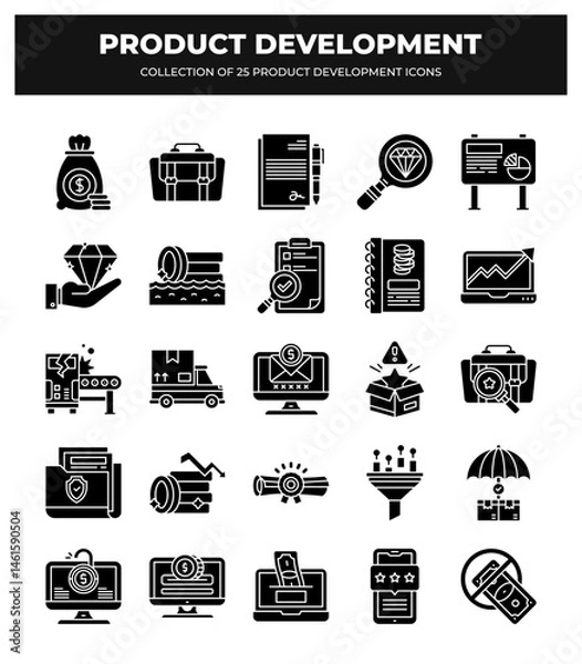 Fototapeta Product Development Icons: 25 Essential Icons for Business Growth