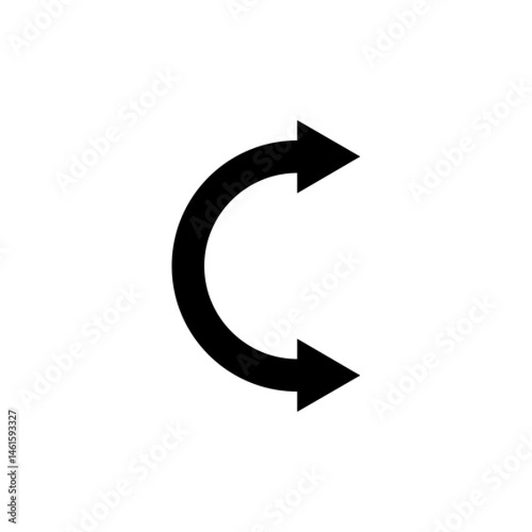 Fototapeta Curved double-ended semicircular arrow. Double ended and dual arrow with both ends. Vector illustration on a white background.