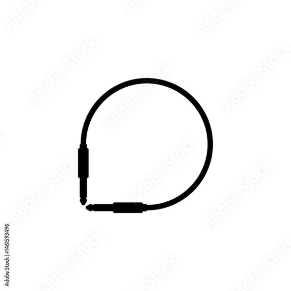 Fototapeta Audio cable with long round cord and two connectors. Vector icon.
