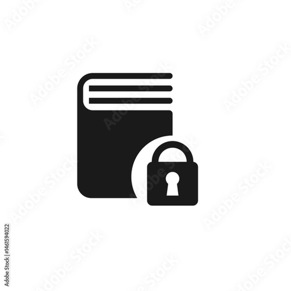 Fototapeta Closed book with a lock. Locked book with a padlock. Vector icon and illustration on white background.