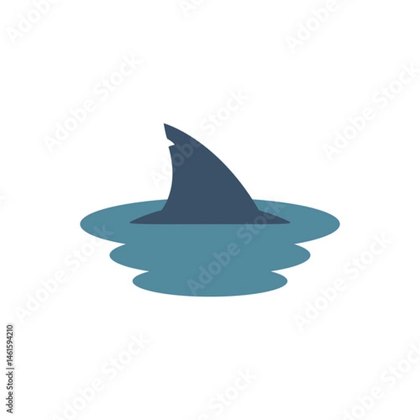 Fototapeta Shark fin in water. Vector Illustration on white background.