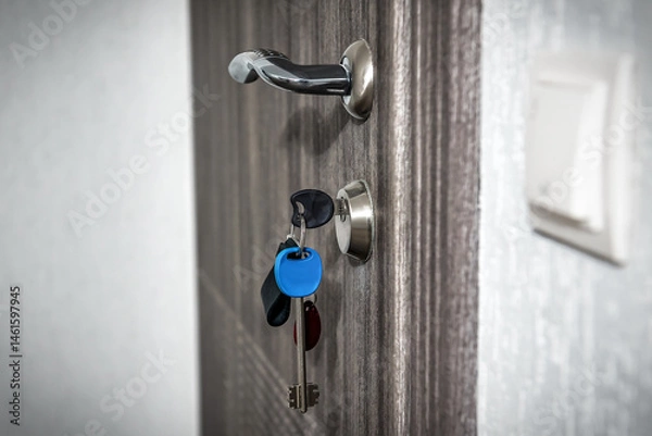 Obraz Keys in keyhole of entrance door
