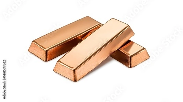 Obraz bronze copper bars isolated on white background