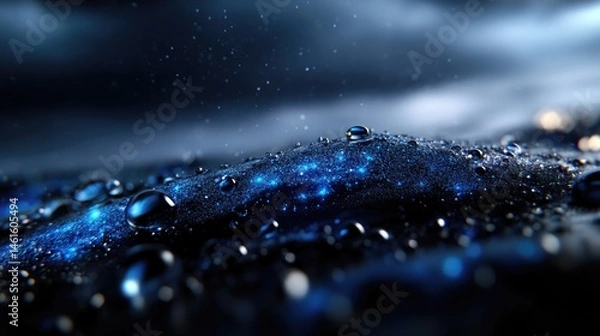 Obraz Close-up water droplets on dark surface