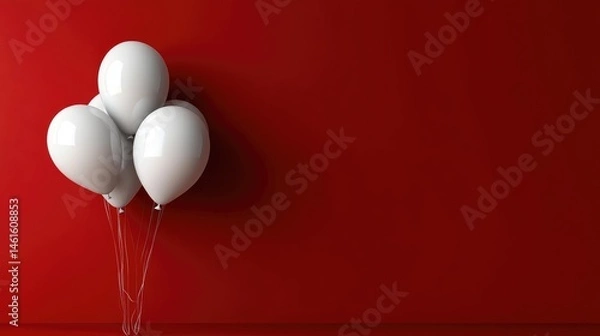 Obraz White balloons against a red wall