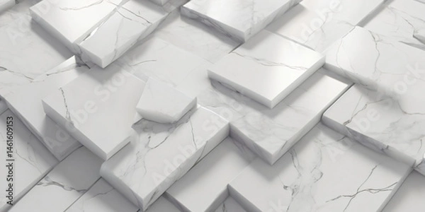 Obraz 3D White Marble Cubes with Subtle Veins