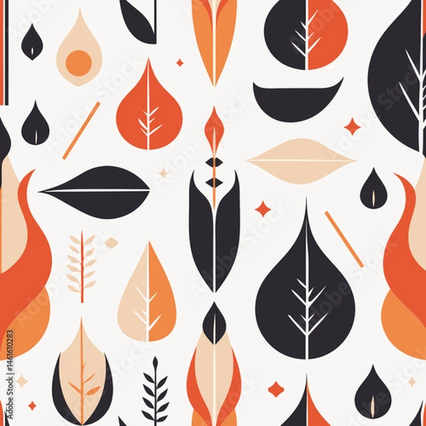 Fototapeta Seamless Botanical & Abstract Pattern Collection – Autumn Inspired Design Motifs