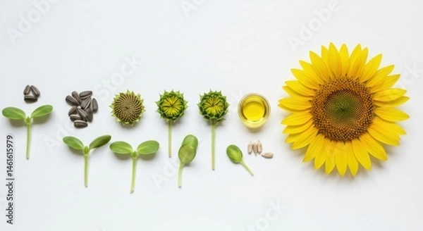 Obraz Sunflowers journey seed to bloom oils essence