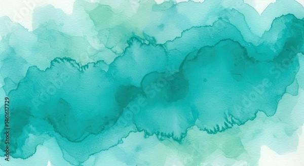 Obraz Teal watercolor wash with painterly flowing texture and subtle tonal variations