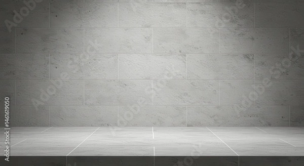 Obraz Textured gray tile background with a bright spotlight on the wall